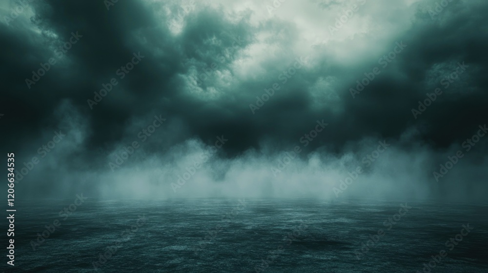 Obraz premium Dark and Mysterious Seascape: A Moody Ocean Under a Stormy Sky