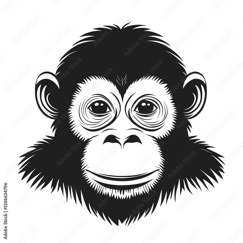 Orangutans monkey face linear illustration animal vector vector Orangutans monkey face linear illustration animal vector vector