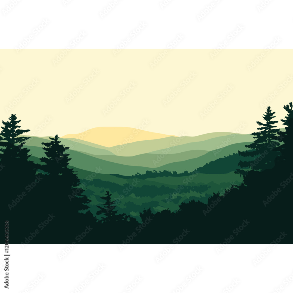 Fototapeta premium Nature green trees illustration vector