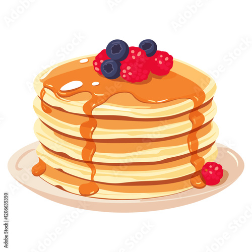 Pancakes illustration dessert berries vector