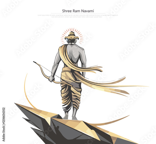 Vector illustration depicting Lord Ram, a significant figure in Hindu mythology