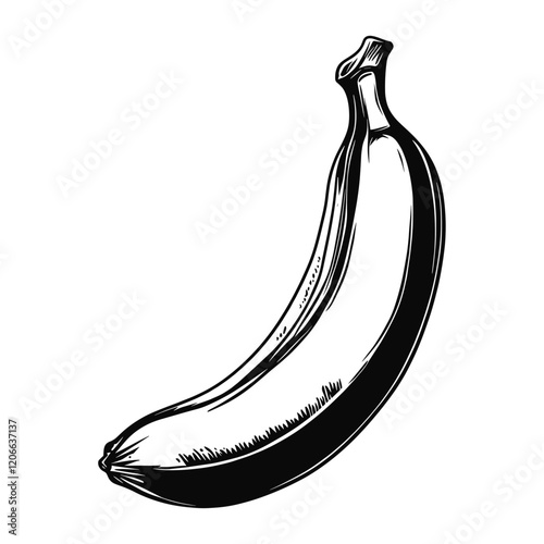Simple banana linear illustration fruit black vector