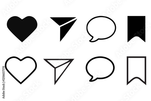 Instagram Icon. Like, comment, share, save. Vector illustration