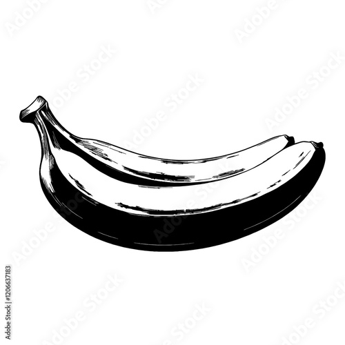 Simple banana linear illustration fruit black vector