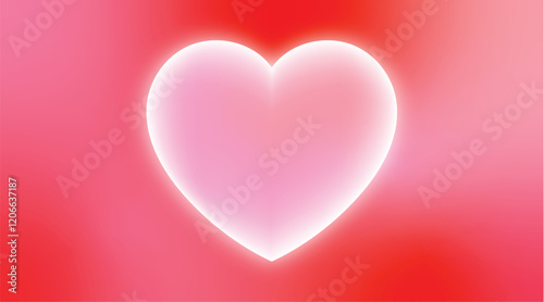 Canvastavla Soft pink heart shinning on gradient red background with blank space for romanti