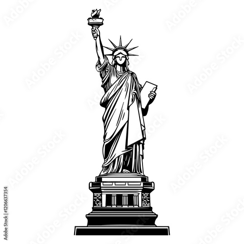 Statue of Liberty linear statue illustration landmark vector