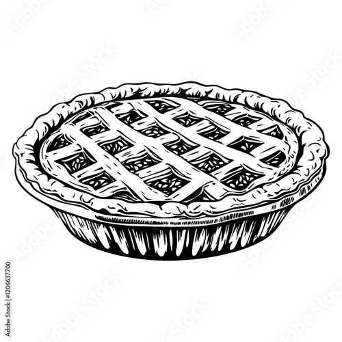 Simple hot apple pie linear art illustration dessert vector
