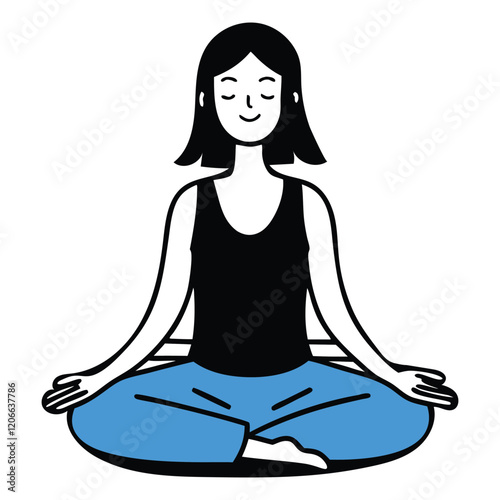 Woman doing yoga simple outline vector