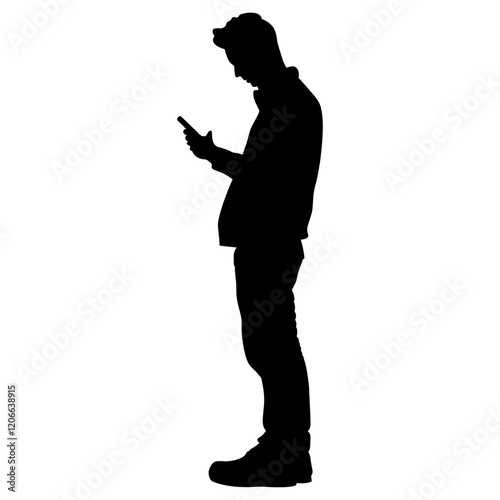 Man use phone silhouette person communication illustration vector