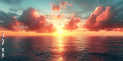 Vibrant sunset over calm ocean. (15)
