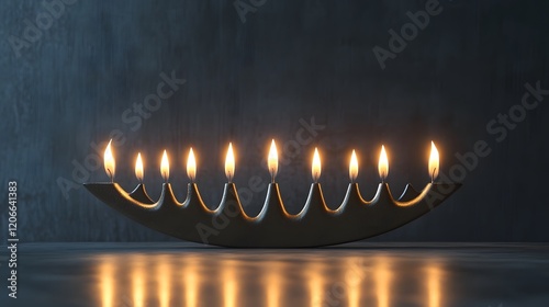 Illuminated Menorah Candles Lit During Festive Celebration photo