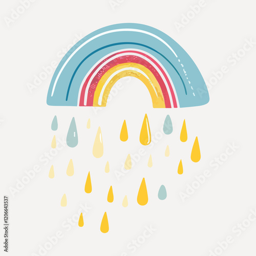 raining rainbow illustration vector