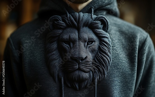 Man's Lion Hoodie, Studio Shot, Fashion, Apparel