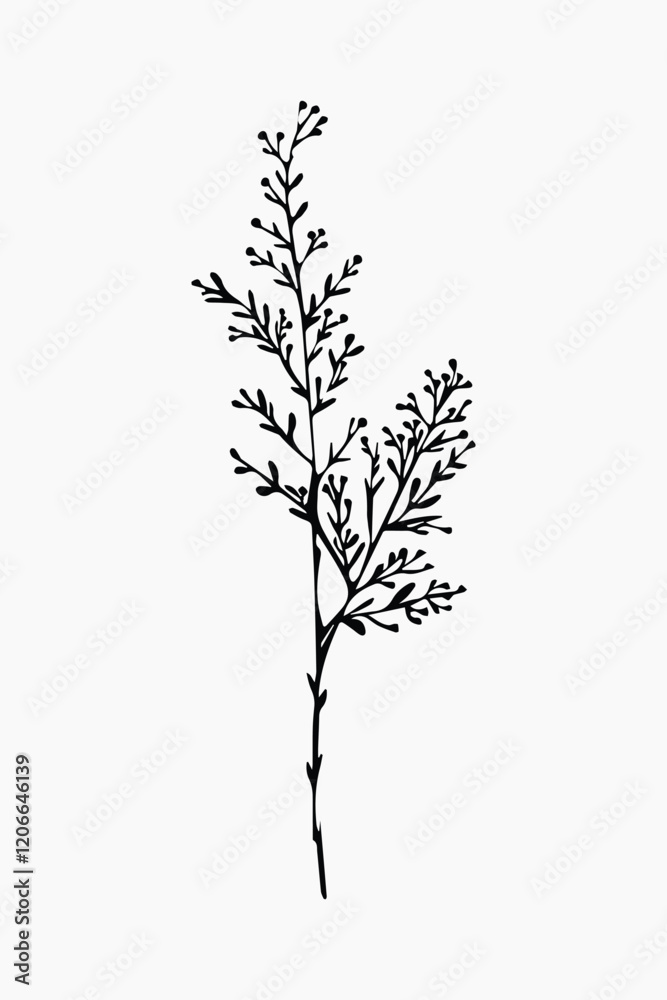 Fototapeta premium Minimalist botanical black silhouette art vector