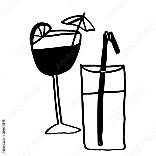 Two summer drinks: cocktail and soda 