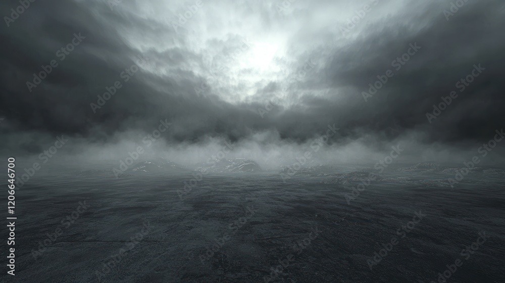Moody Foggy Landscape: A Dark and Mysterious Scene Moody Foggy Landscape: A Dark and Mysterious Scene