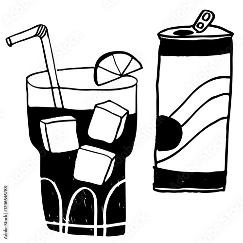 Drink with ice and a can