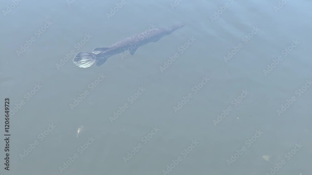 Alligator Gar Swimming in Clear Waters of the Everglades, Florida Alligator Gar Swimming in Clear Waters of the Everglades, Florida