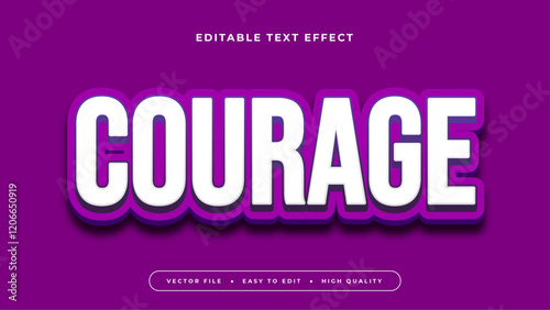 courage editable text effect with white purple bold gradient style