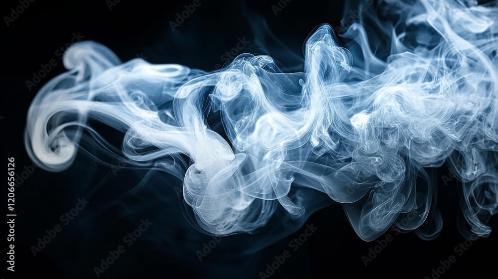 Fototapeta premium Ethereal Swirls of White Smoke Flowing Gracefully Against a Dark Background, Capturing Movement and Texture in a Striking Display of Natural Beauty