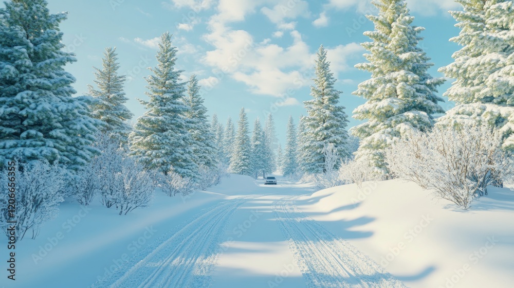 Fototapeta premium Snowy Forest Road