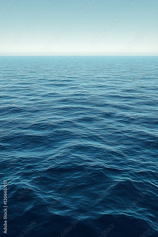 Obraz premium Calm ocean, blue water, clear sky, horizon, travel