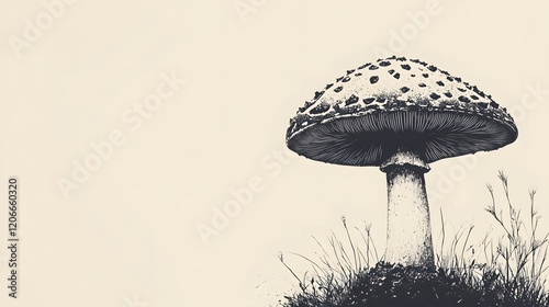 A Large Spotted Mushroom Stands Tall In Grass