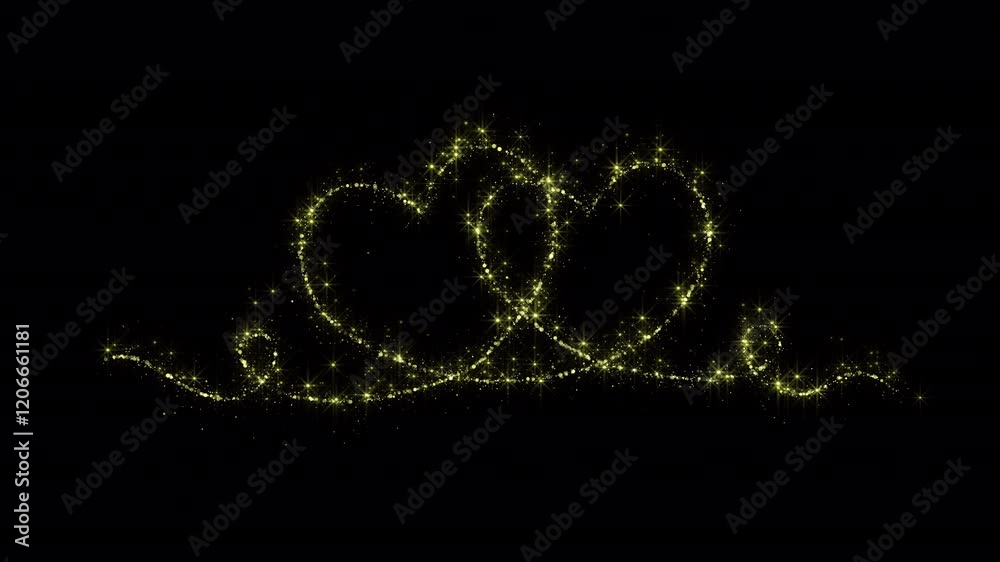 Golden Heart Shape Particles Glitters Overlay Element with Alpha Channel Golden Heart Shape Particles Glitters Overlay Element with Alpha Channel