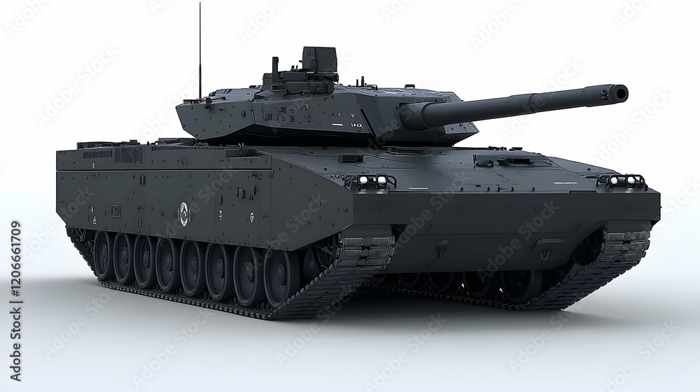Modern tank, studio shot, white background, military Modern tank, studio shot, white background, military