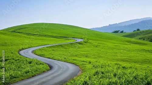 Wallpaper Mural Winding Road Through Green Hills Torontodigital.ca