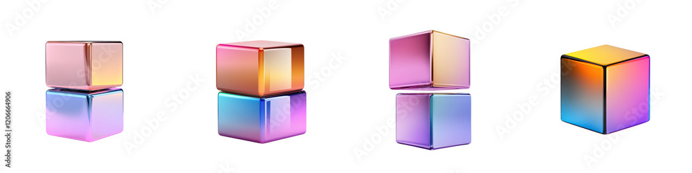 Futuristic glowing cubes with holographic edges in vibrant colors Futuristic glowing cubes with holographic edges in vibrant colors