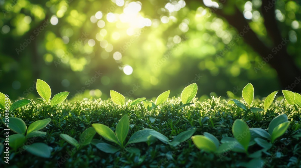 Lush Greenery Basking in Sunlight: A Serene Nature Scene Lush Greenery Basking in Sunlight: A Serene Nature Scene