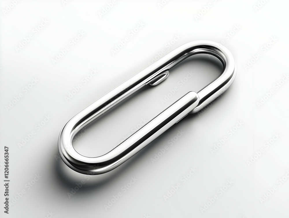 Close-up of a metallic paperclip on a white background. Close-up of a metallic paperclip on a white background.