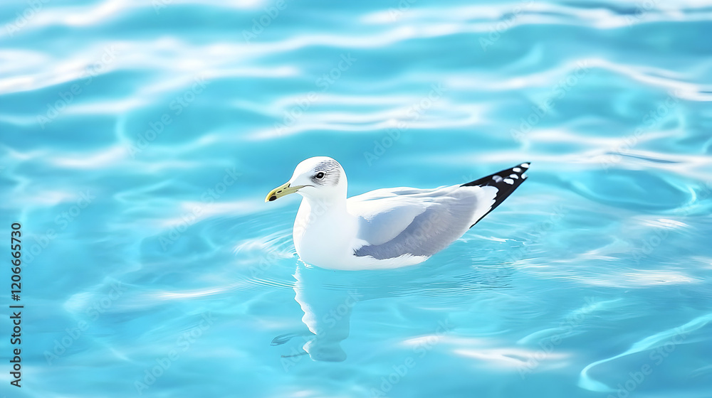 Seagull floating calm ocean water summer travel Seagull floating calm ocean water summer travel