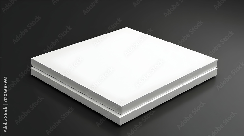 Square white box on dark background, ideal for product display or packaging mockups Square white box on dark background, ideal for product display or packaging mockups
