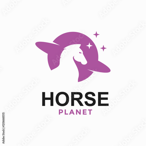 horse planet simple logo in negative space