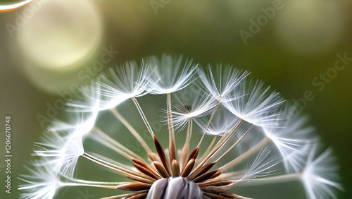 Dandelion macro with delicate pappi layers. photo