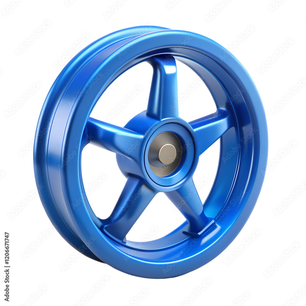 Obraz premium Vibrant Blue Wheel: Clean, Minimalist Design Element on White Background. Perfect for websites, 
