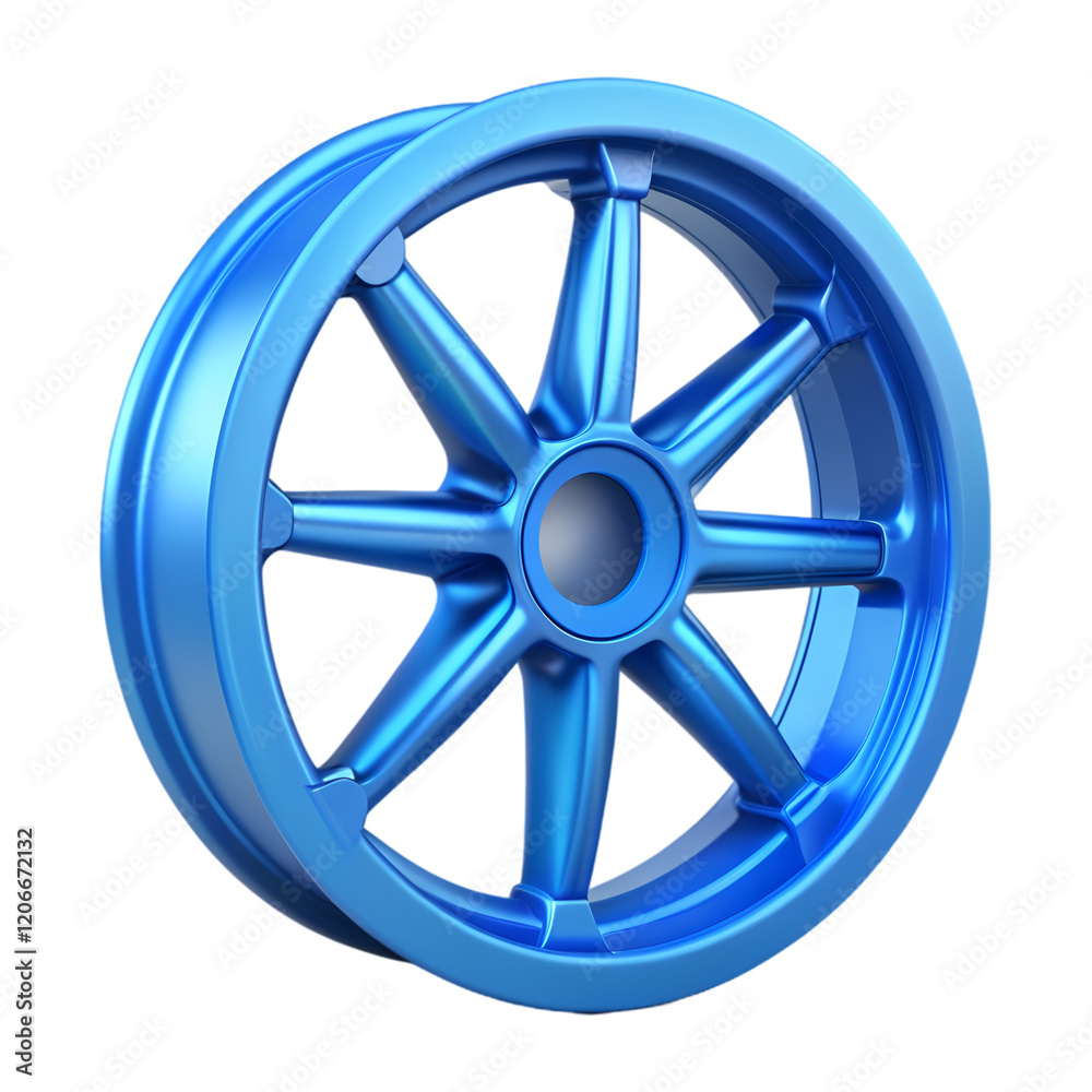 Obraz premium Vibrant Blue Wheel: Clean, Modern Design Element on White Background, Perfect for Branding and Web 