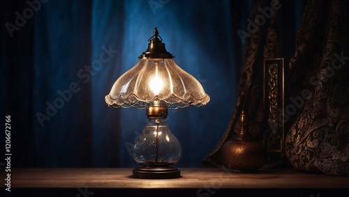 antique lamp on the table