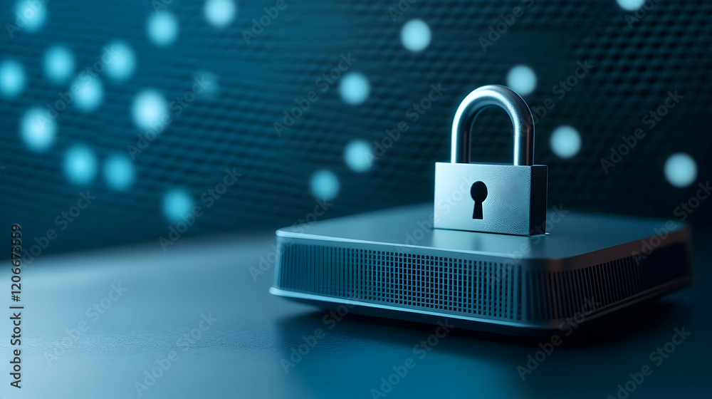 Secure digital storage with lock symbol. Secure digital storage with lock symbol.