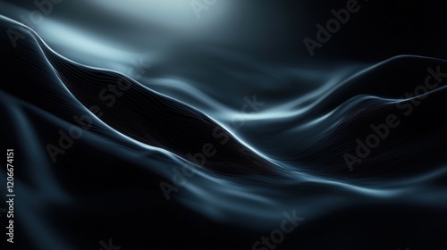Wallpaper Mural Abstract Dark Blue Waves: A Serene Digital Landscape Torontodigital.ca