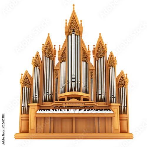 pipe organ Advertisement isolated on white background full depth of field 