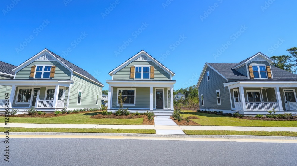 Three Houses on a Street Three Houses on a Street