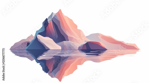 Abstract Mountain Landscape Reflection with Soft Color Gradients and Tranquil Waters, Representing Nature's Serenity and Artistic Interpretation of Scenery photo