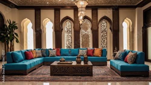 arabic setting for a majlis with traditional Living room ramadan decoration