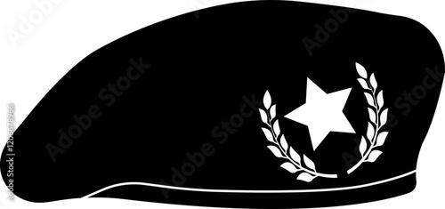 Military beret cap icon in flat. isolated on transparent background Hat icons, captain hat icon, police cap, sun visor, beret, cowboy, military hat. Vector for apps or website