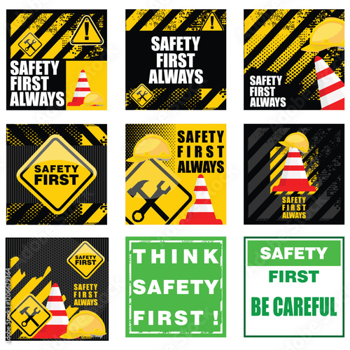 Safety First Always and think safety sign vector