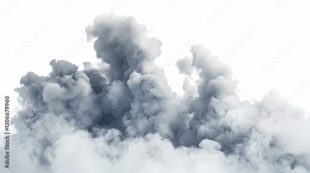Dramatic Gray Smoke Clouds Rising Against a White Background, Capturing the Essence of Chaos and Mystery in an Abstract Form for Artistic or Editorial Use Dramatic Gray Smoke Clouds Rising Against a White Background, Capturing the Essence of Chaos and Mystery in an Abstract Form for Artistic or Editorial Use