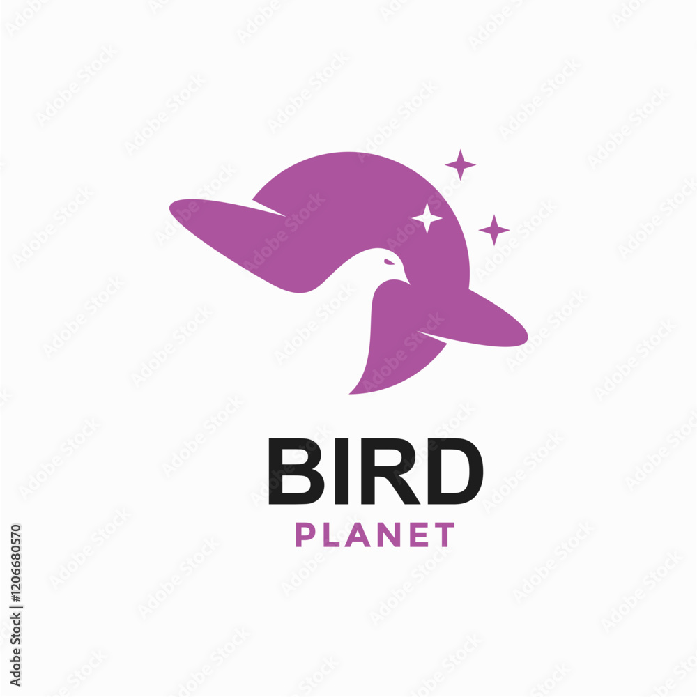 bird planet simple logo in negative space bird planet simple logo in negative space